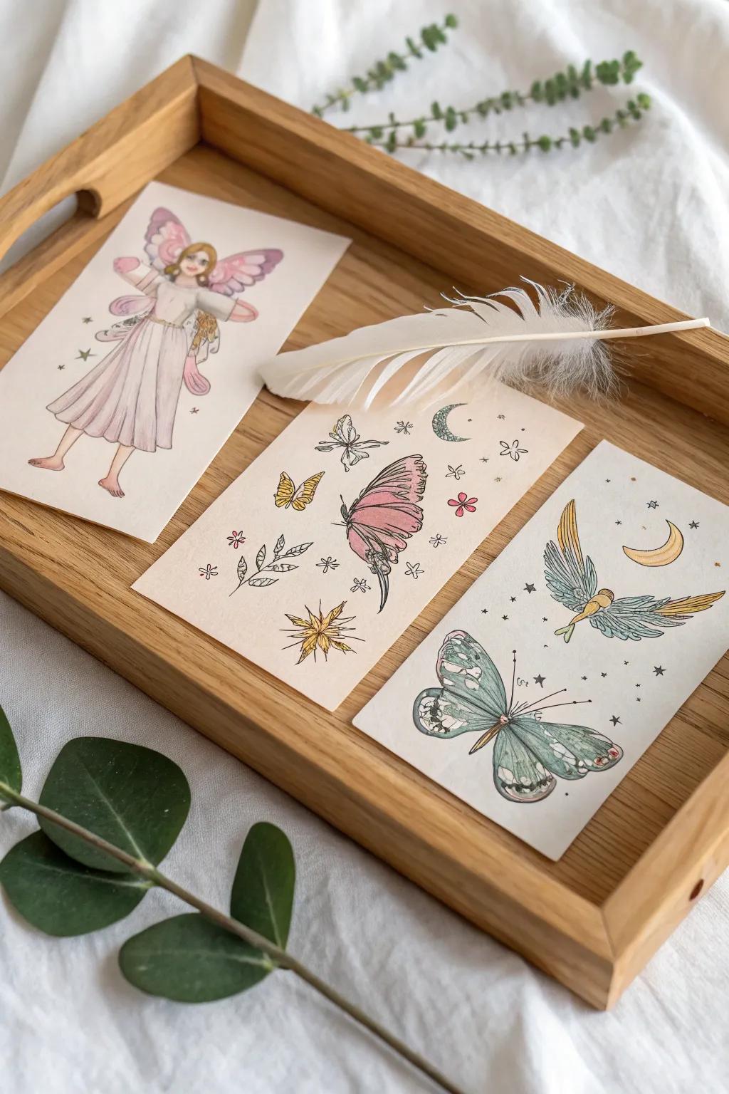 Unleash your inner fairy with these enchanting temporary skin art, perfect for adding a touch of magic to any gathering.