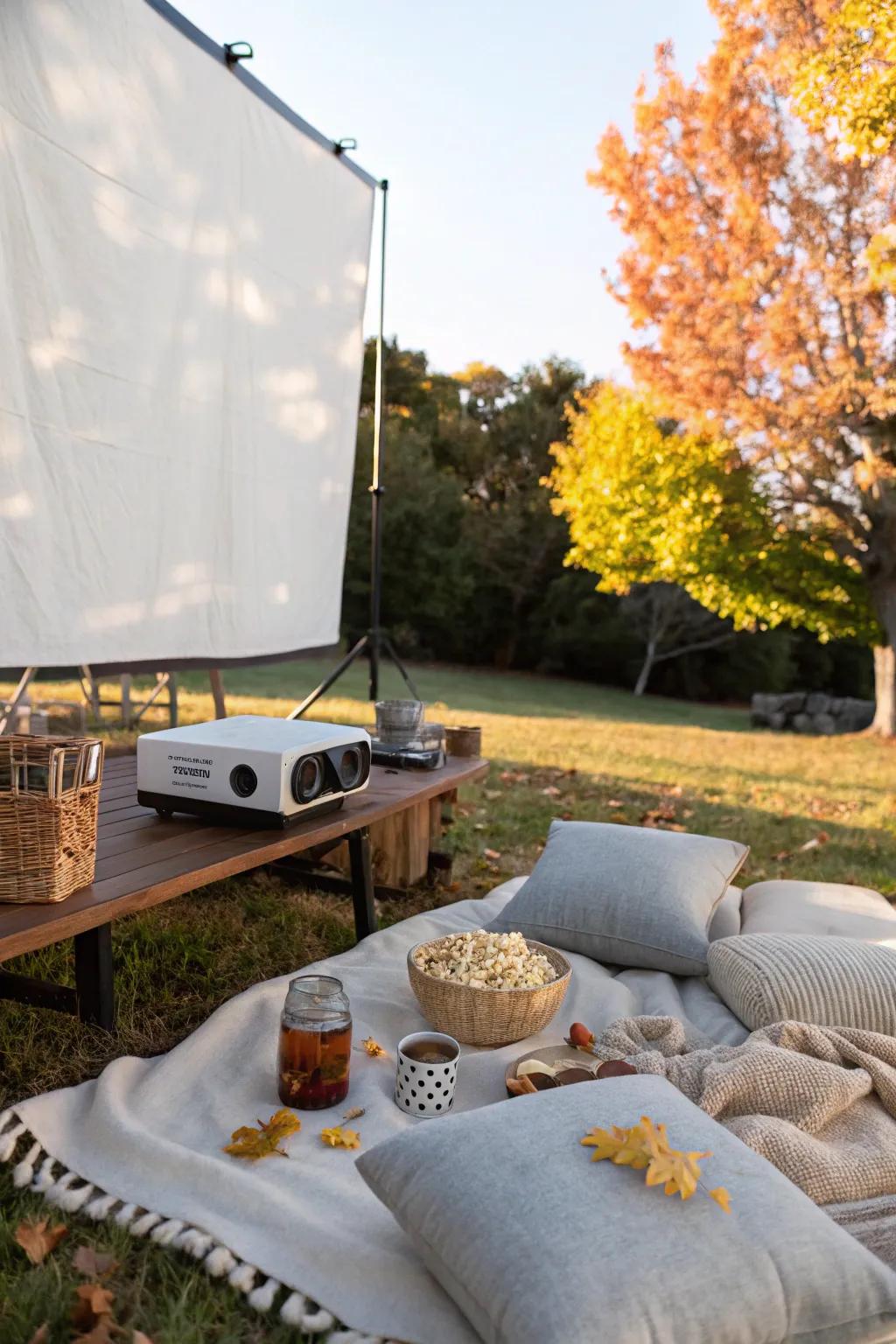 Outside film evening birthday party.