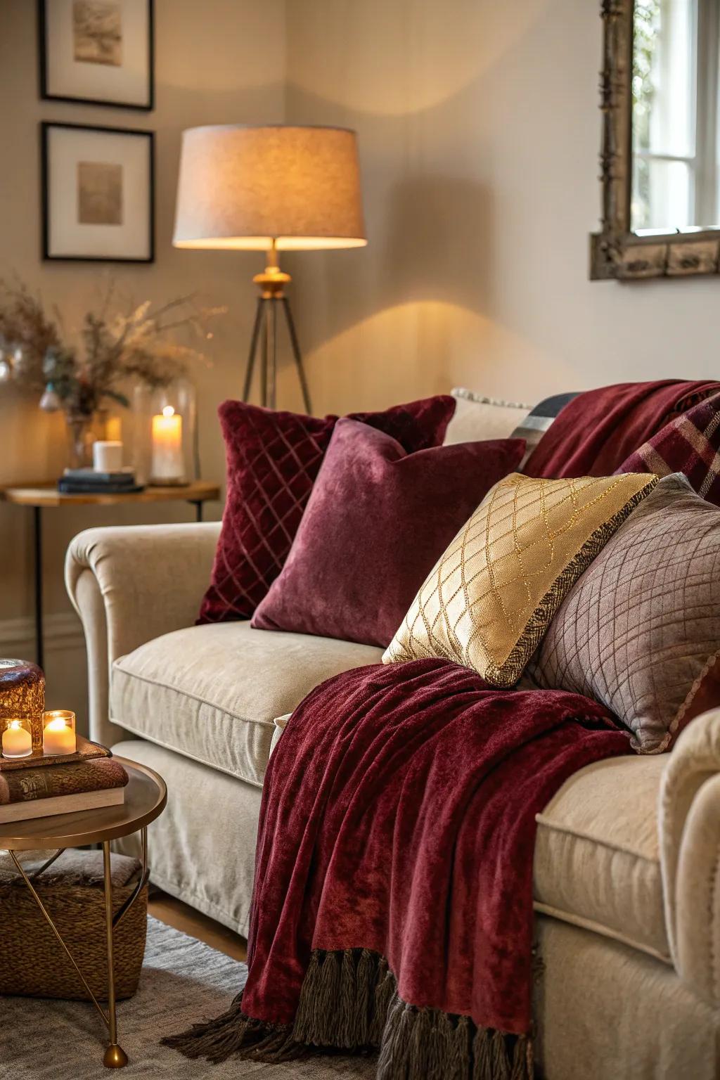 Velvet introduces a plush and luxurious element to your autumn decorations.
