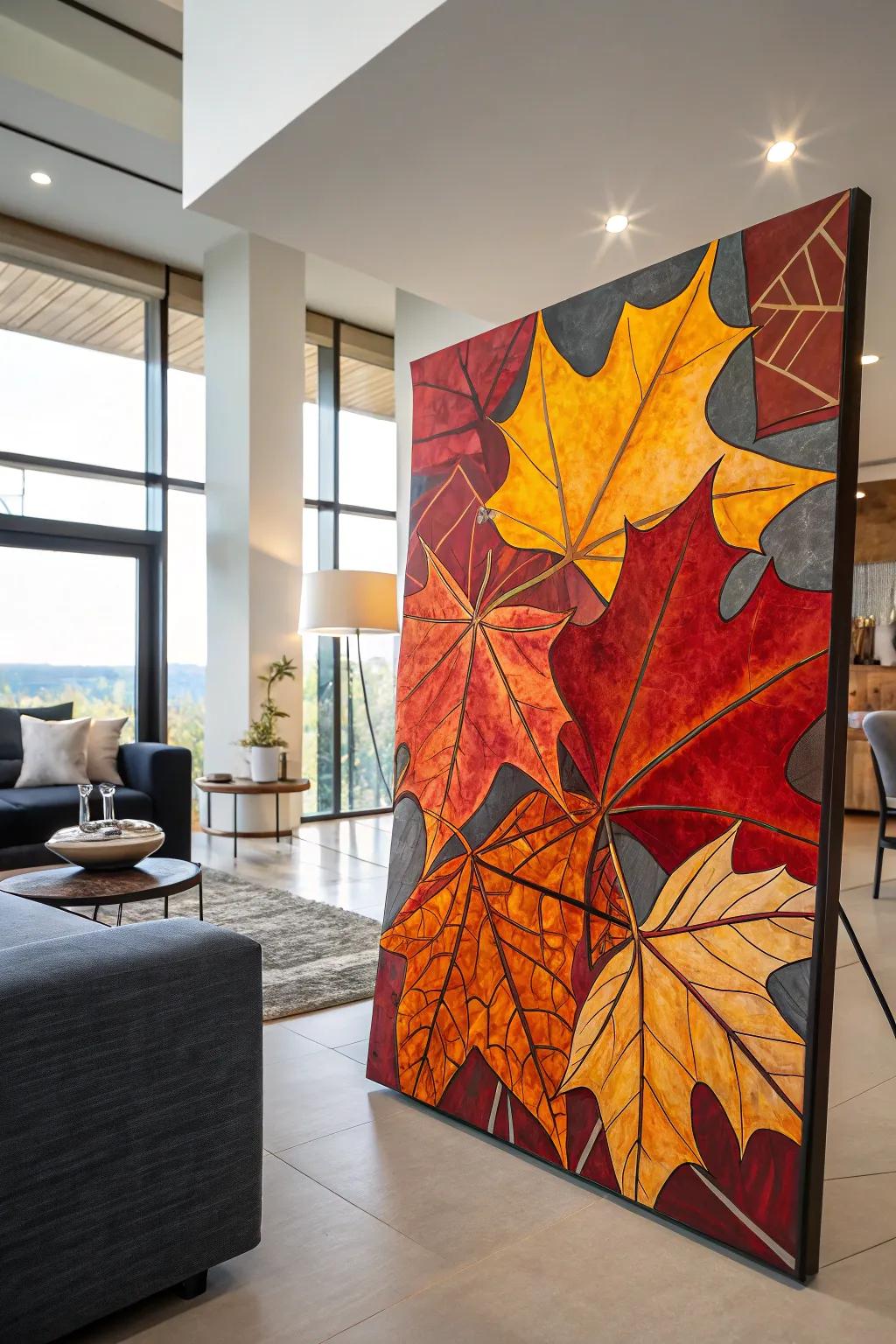 Simplified autumn foliage introduces a modern artistic flair to autumn decor.
