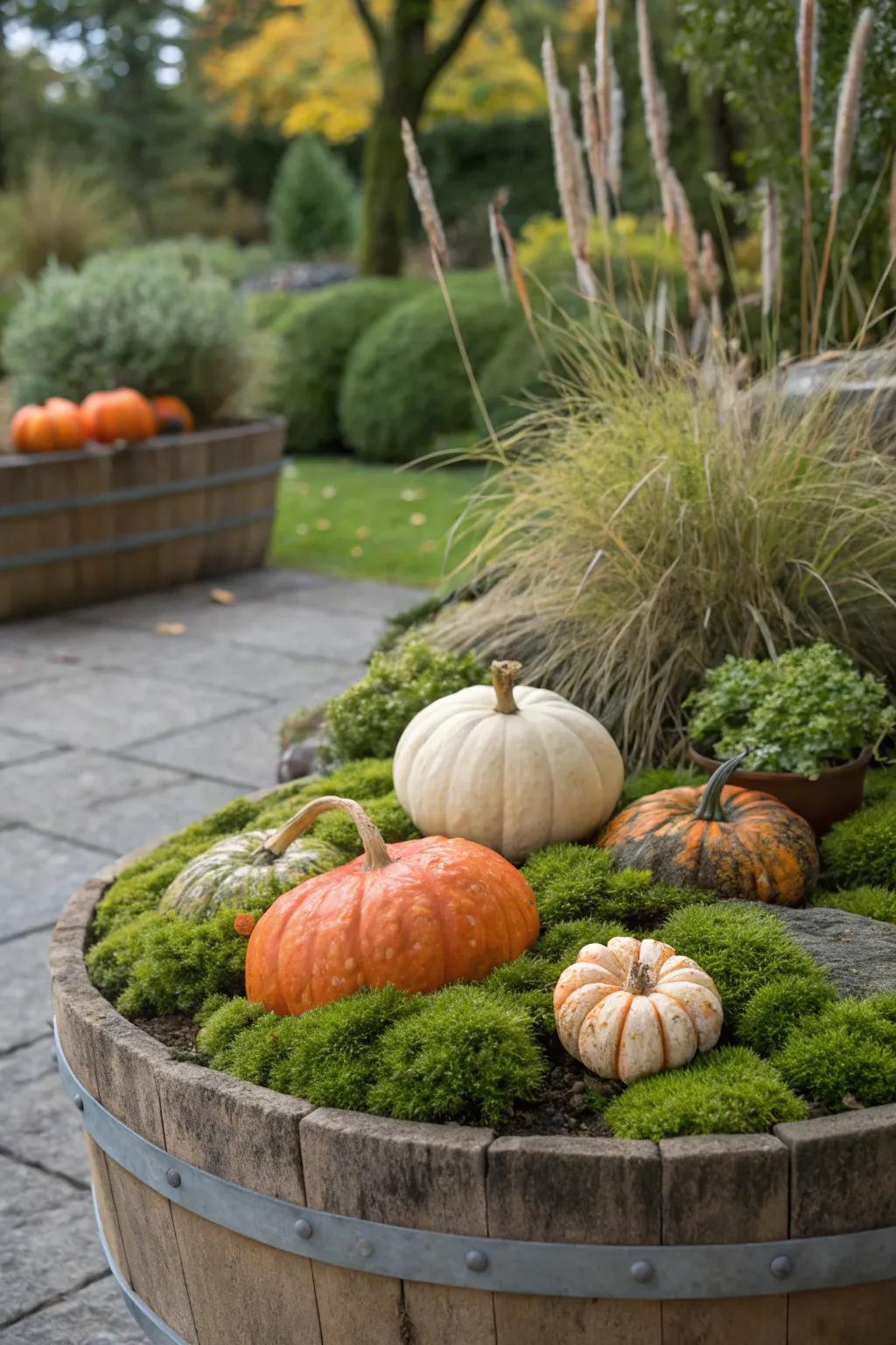 A plant growth base offers a lush feel for gourds.