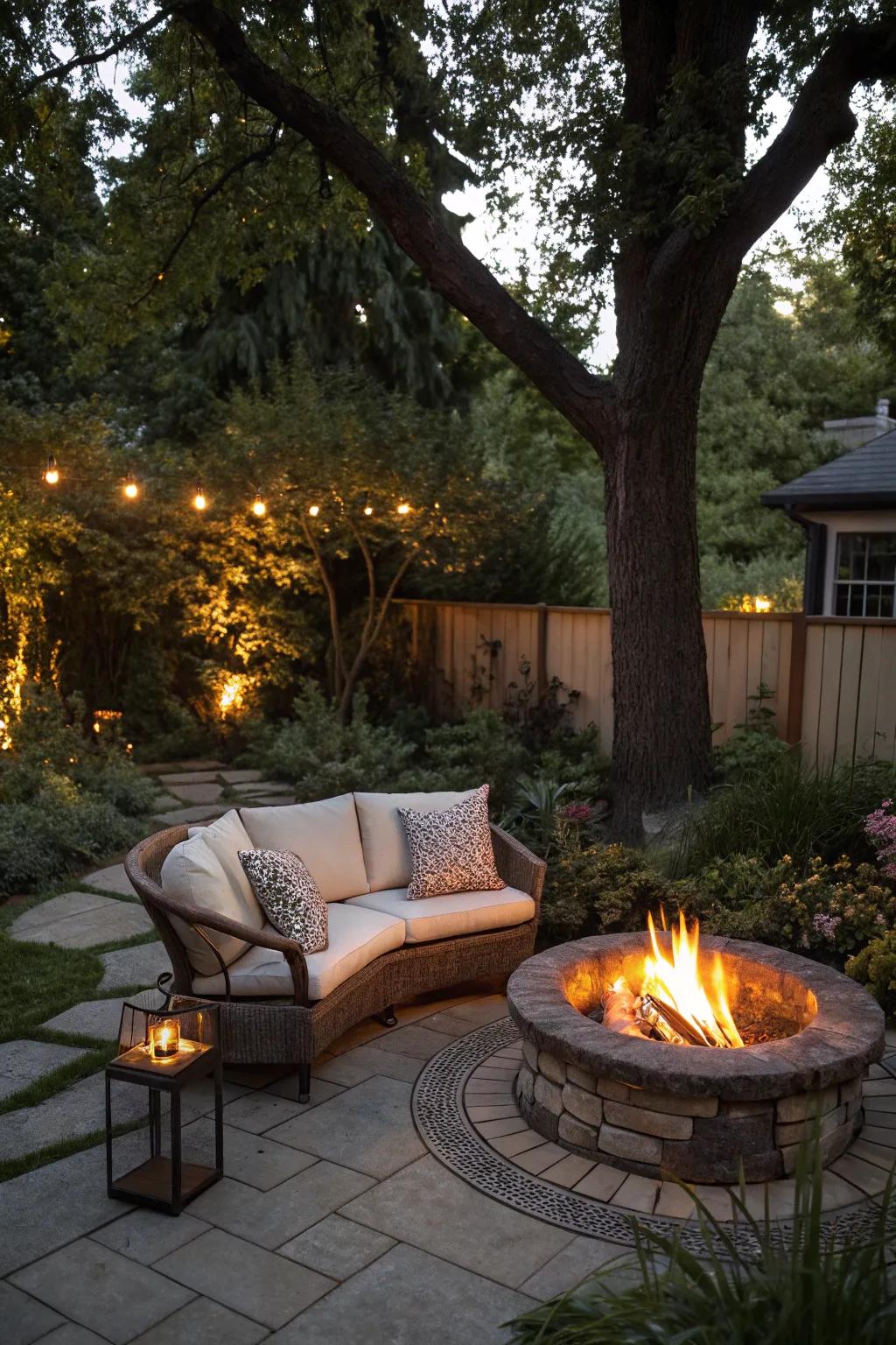 A two-person seat provides a charming and intimate touch.