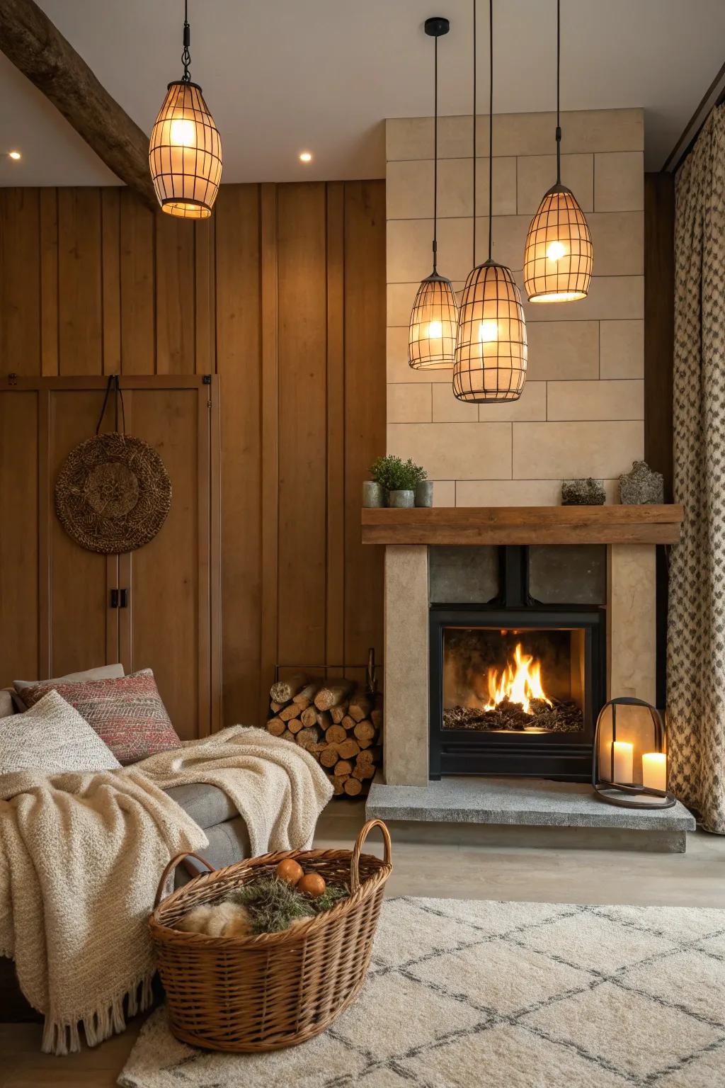 Pendant lights add a modern flair and visual interest.