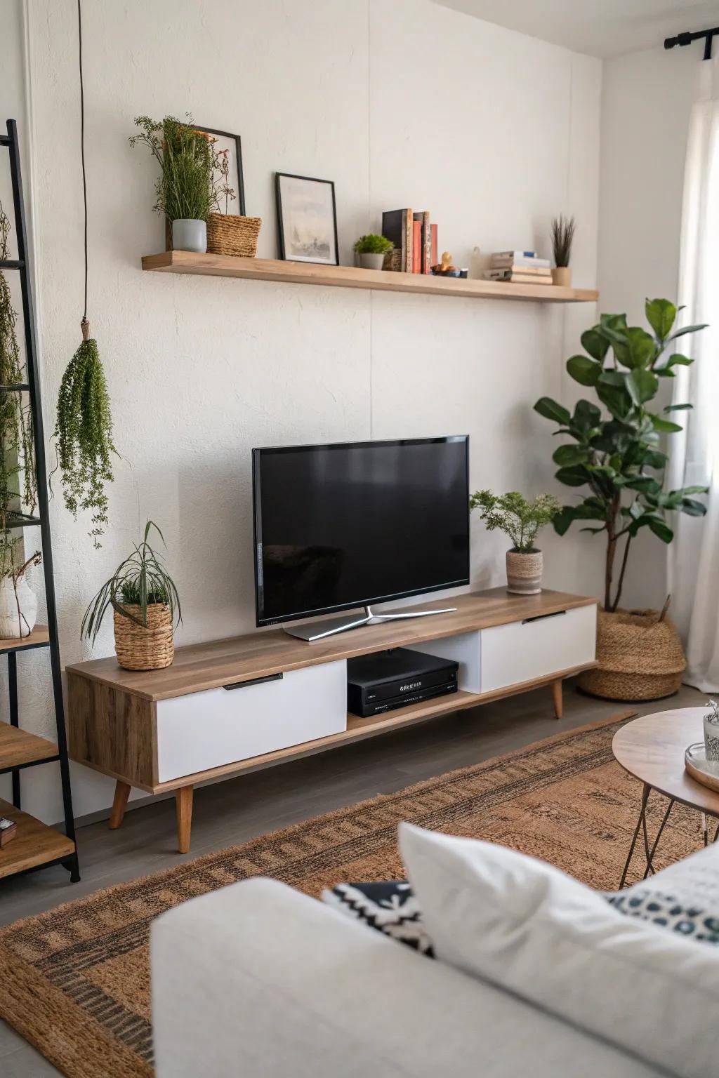 Keep it sleek and modern with a floating TV stand.