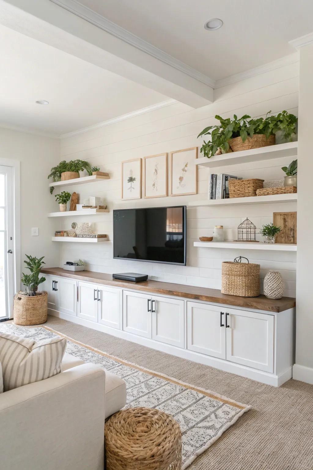 Maintain an open feel with airy design on your floating racks.