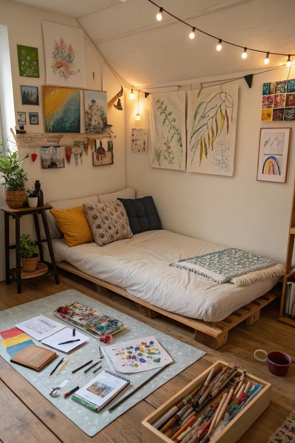 An artist's space can encourage creativity and comfort.