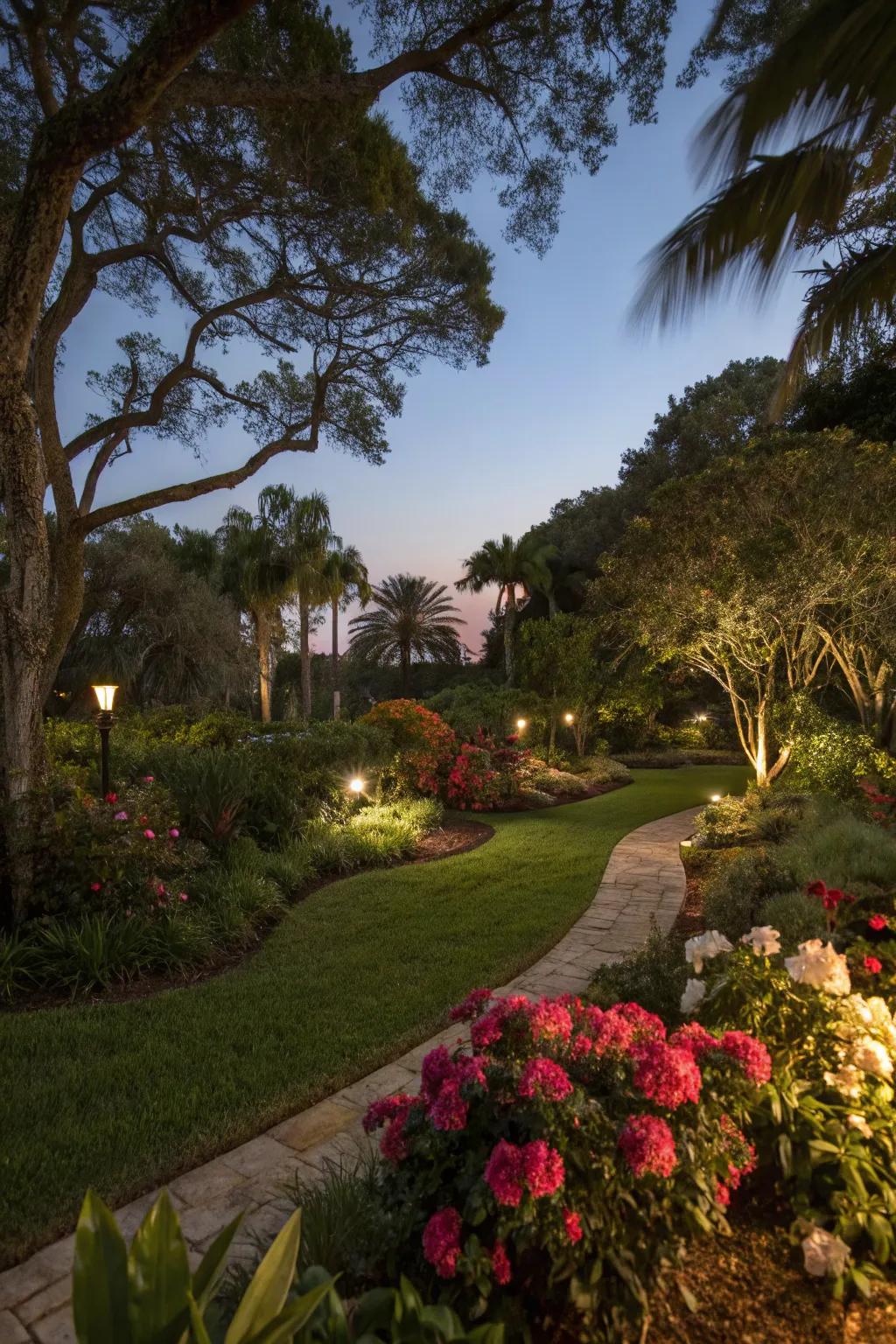 Exterior lighting enhances the charm and safety of your garden at night.