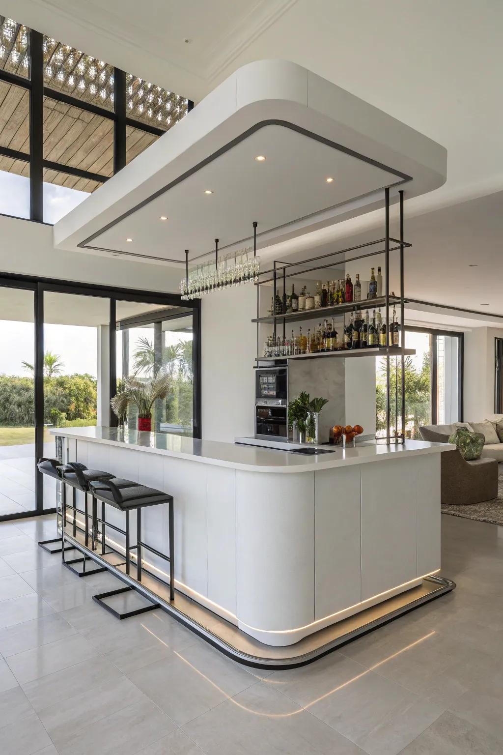 A floating bar that offers a unique and modern appeal.