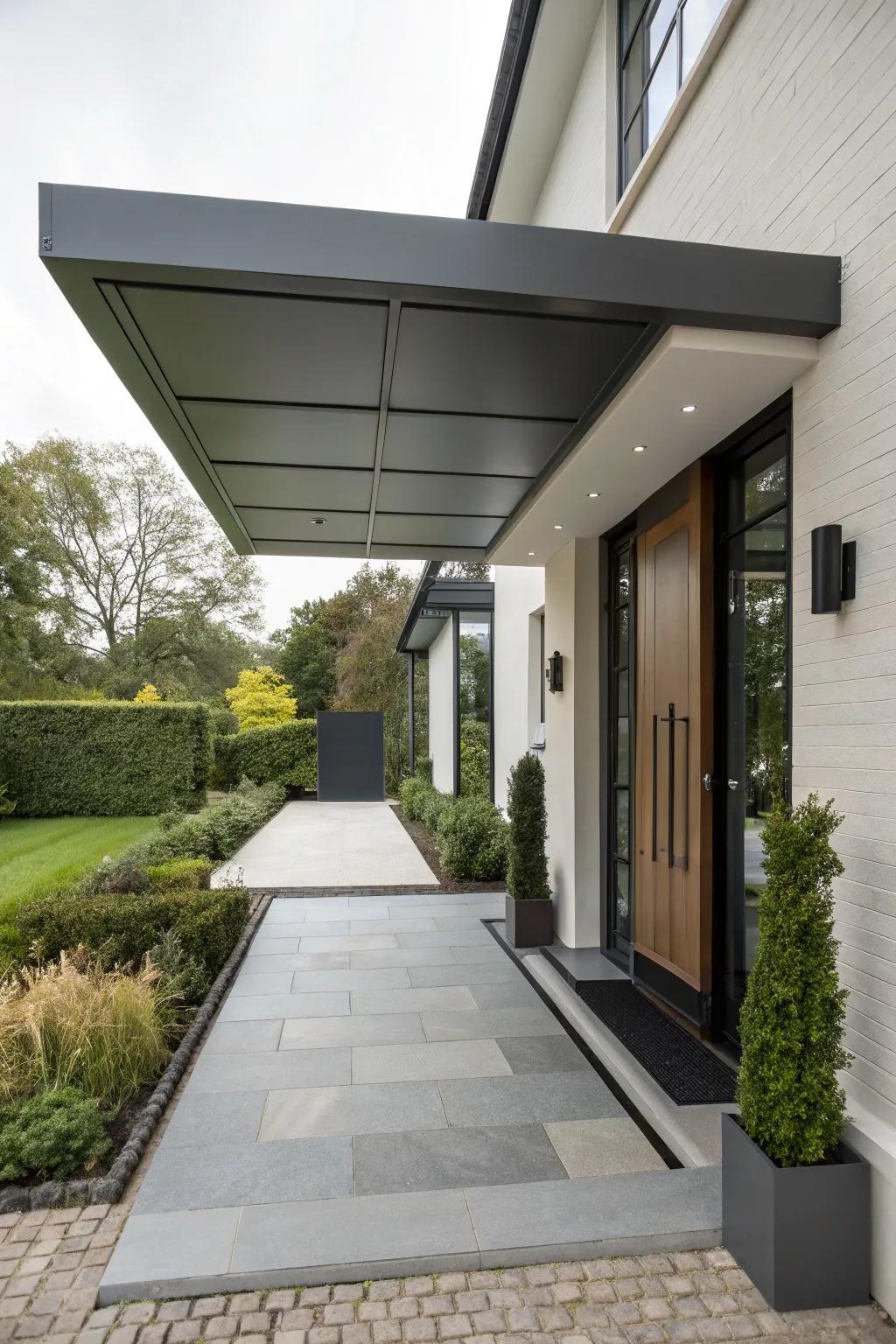 Hanging awnings deliver sleek sophistication.