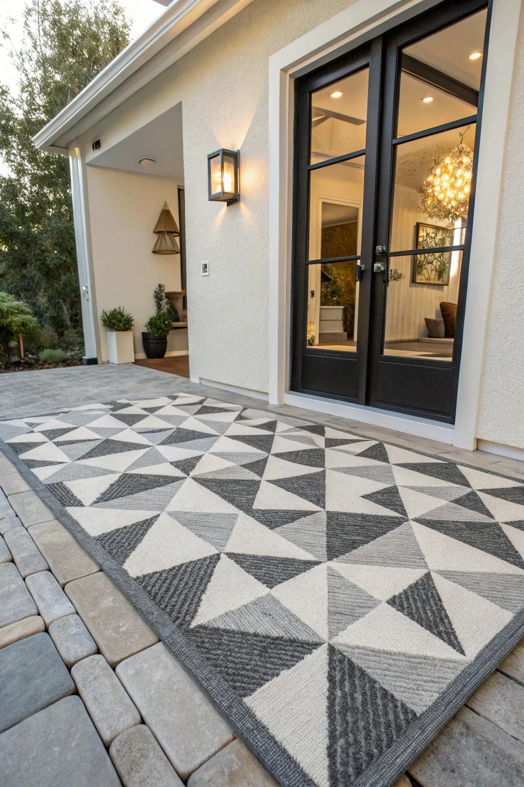 Geometric rugs enhance entryways with their bold, artistic impact.