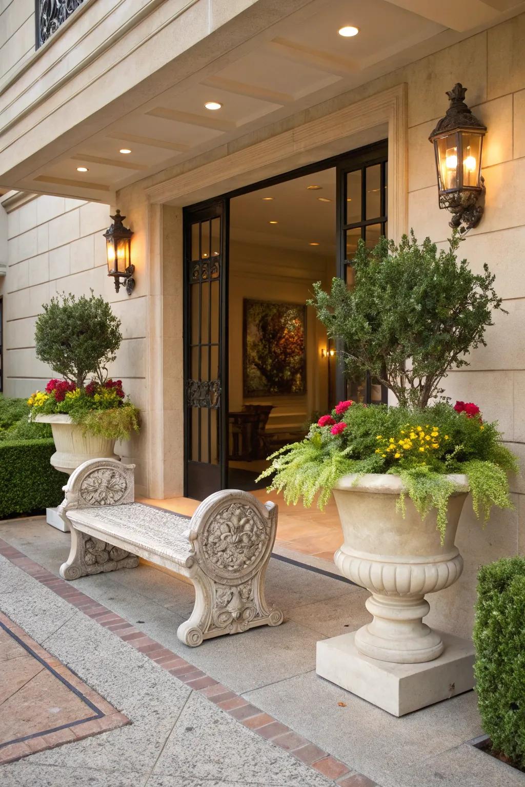 Sculptural features rendering the entrance an exceptional space.