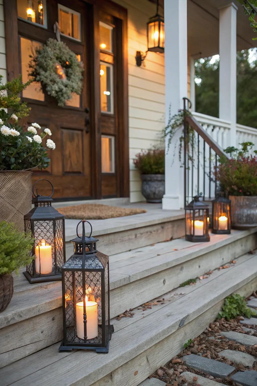 Charming lanterns guide visitors and infuse your porch with a warm welcome.