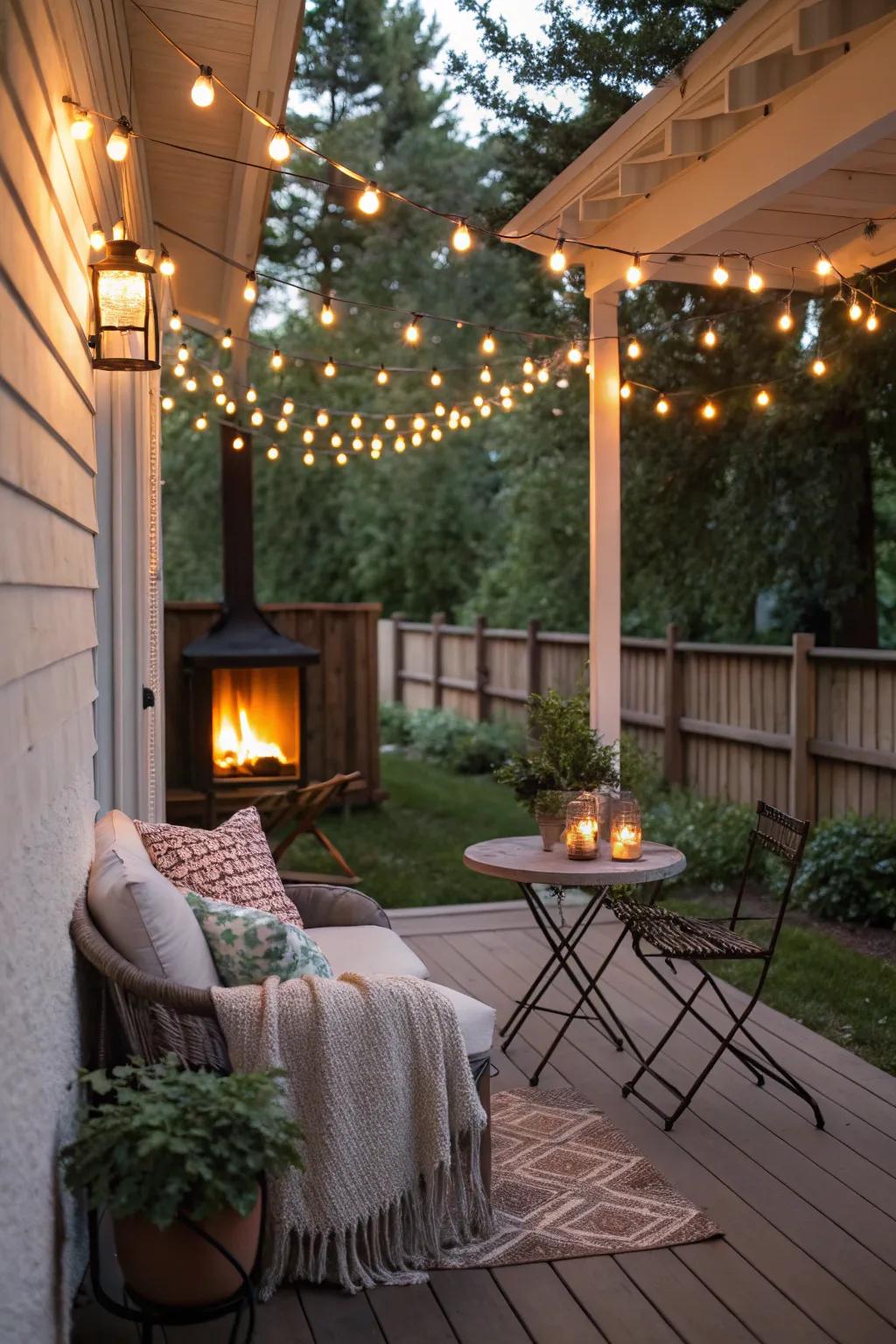 Strand lights append a magical and private ambiance to a porch.