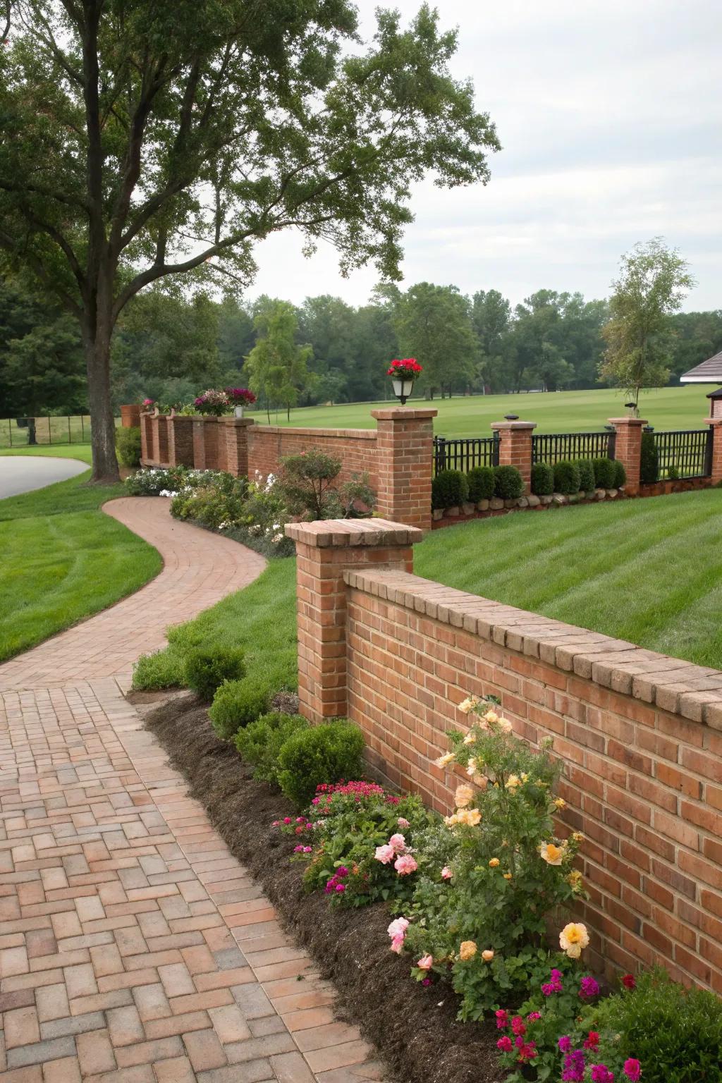Brick short walls offer subtle division and style.