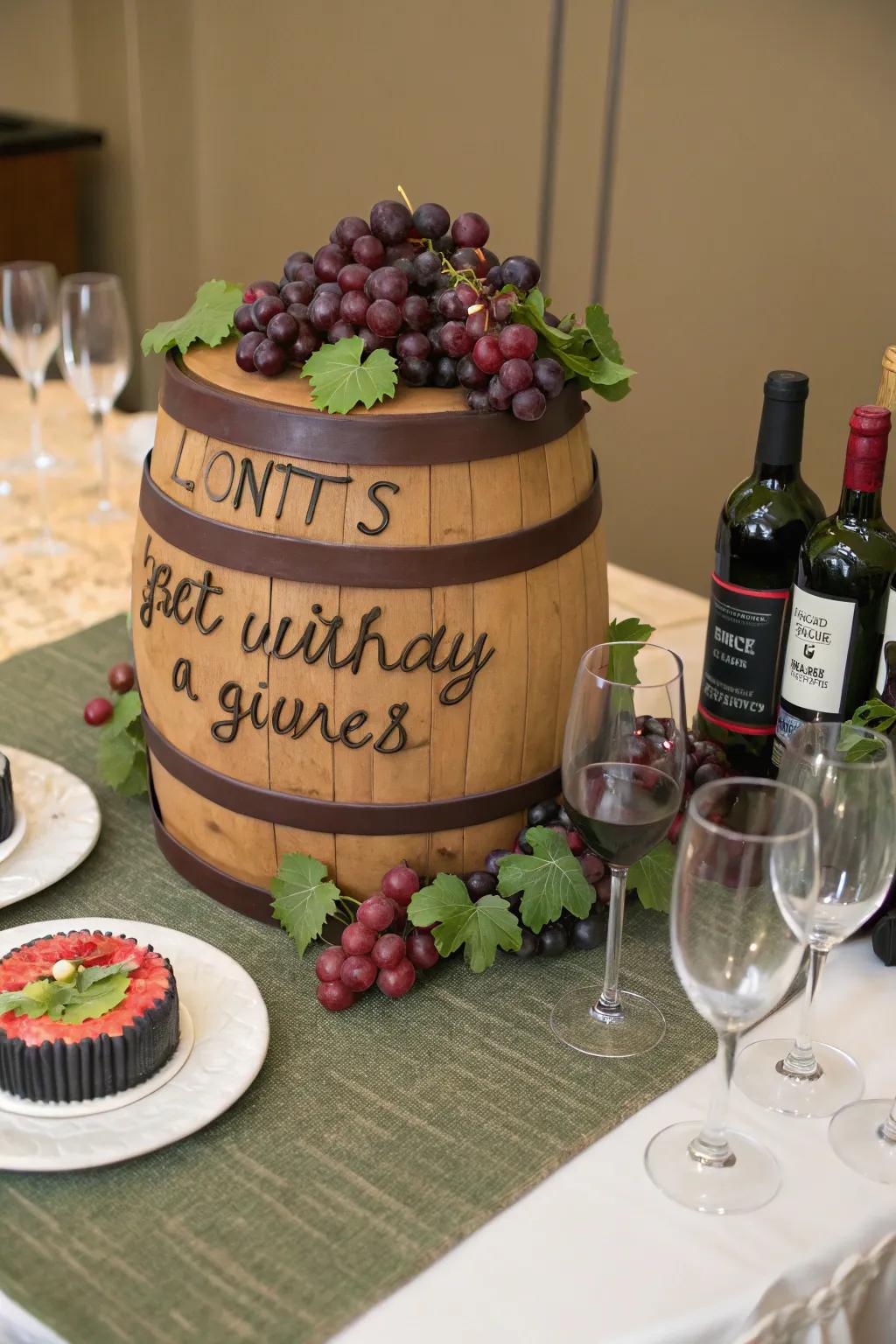 Celebrate 50 years of perfection with this wine-themed cake!