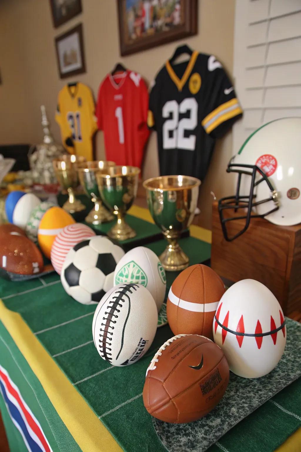 Sporty eggs prepared to cheer on the domestic squad.