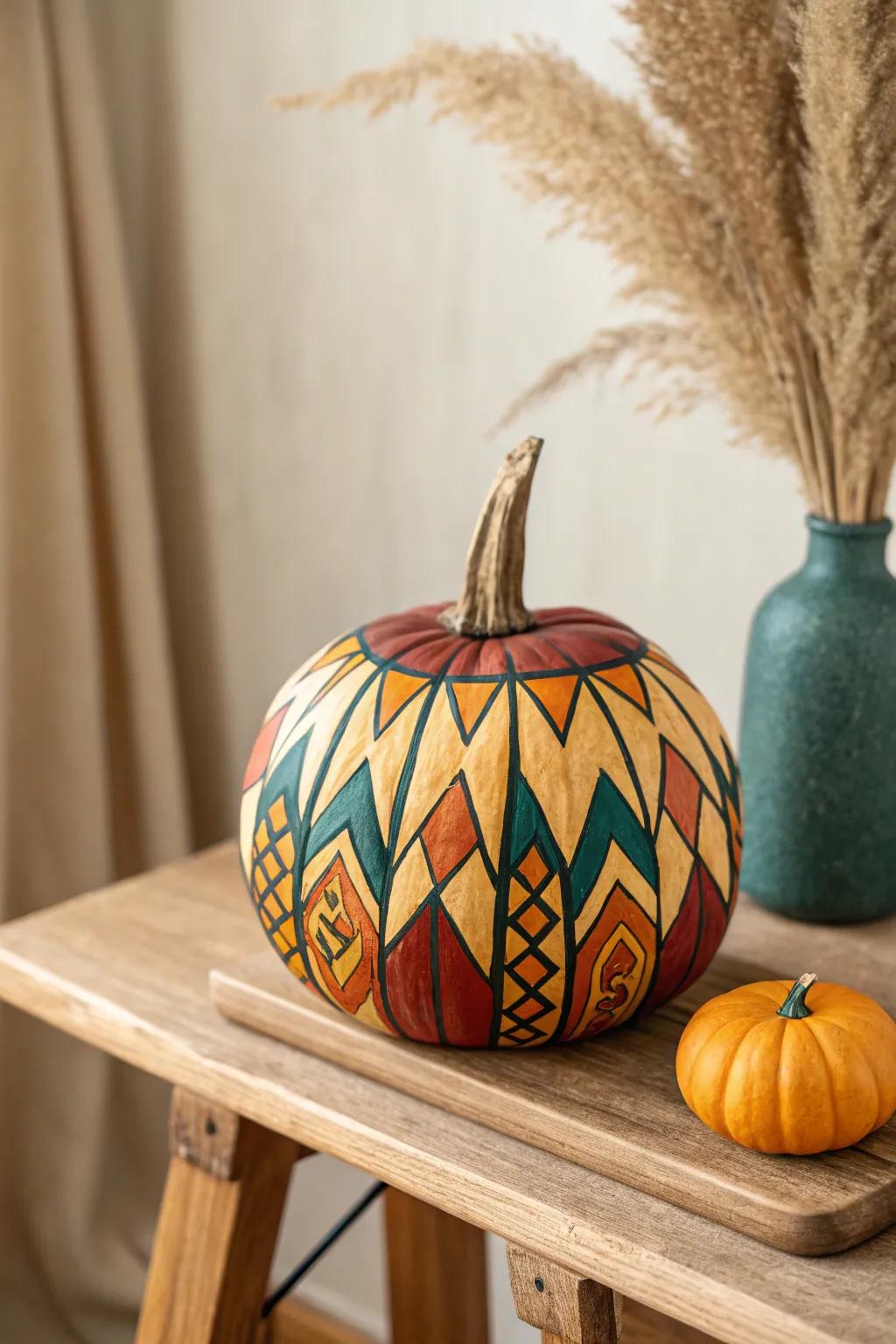 Bring back the groovy vibes with this retro-inspired gourd, perfect for a chic and playful autumn display.