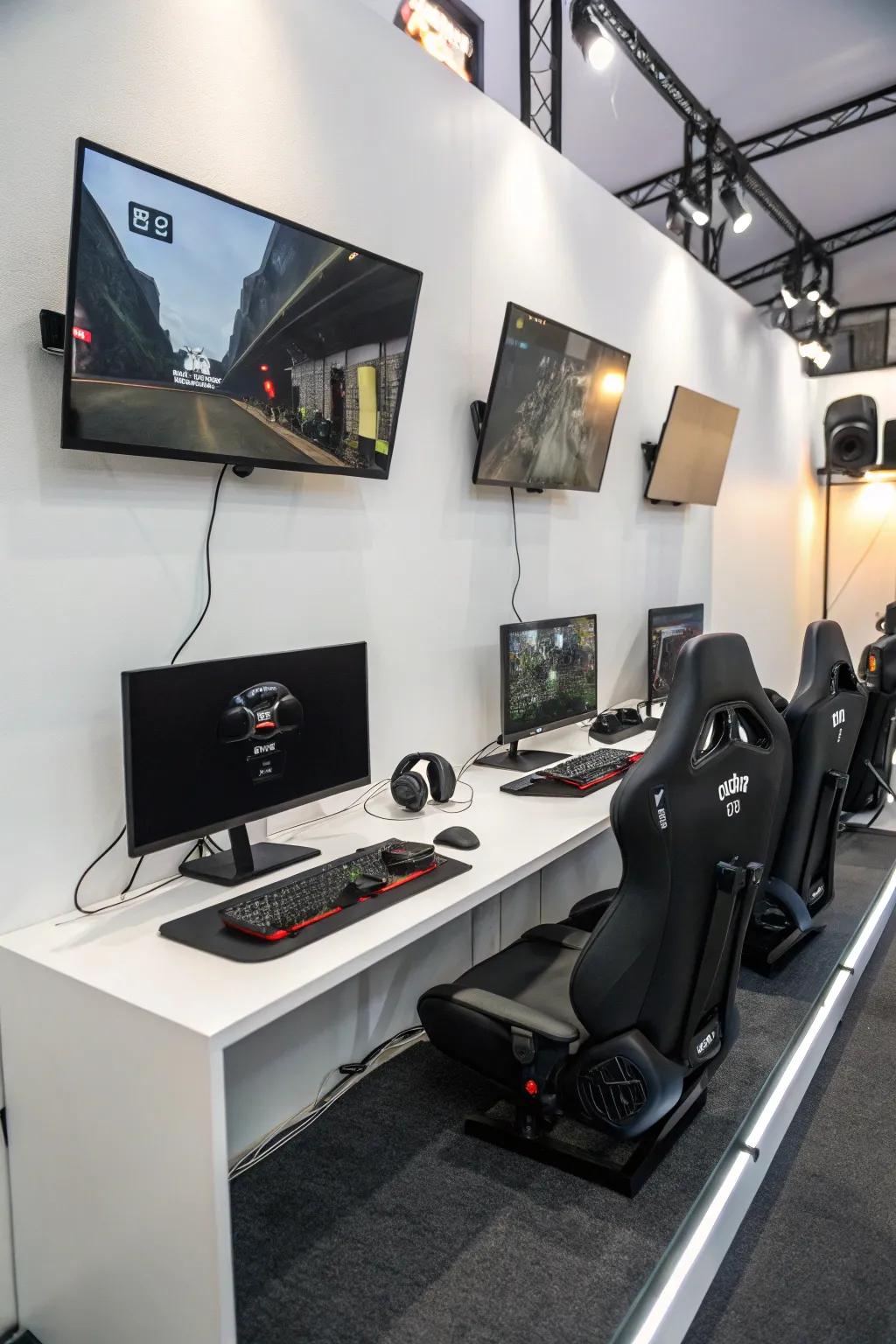 Wall-mounted monitors are a sleek and space-saving solution.