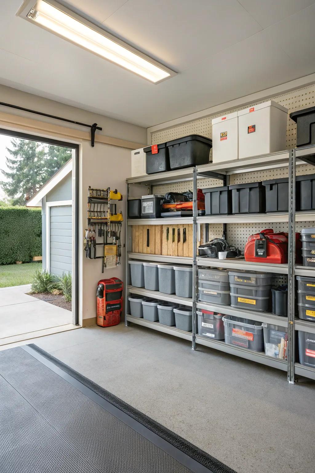 Sliding shelves offer smooth access and maintain an organized storage space.