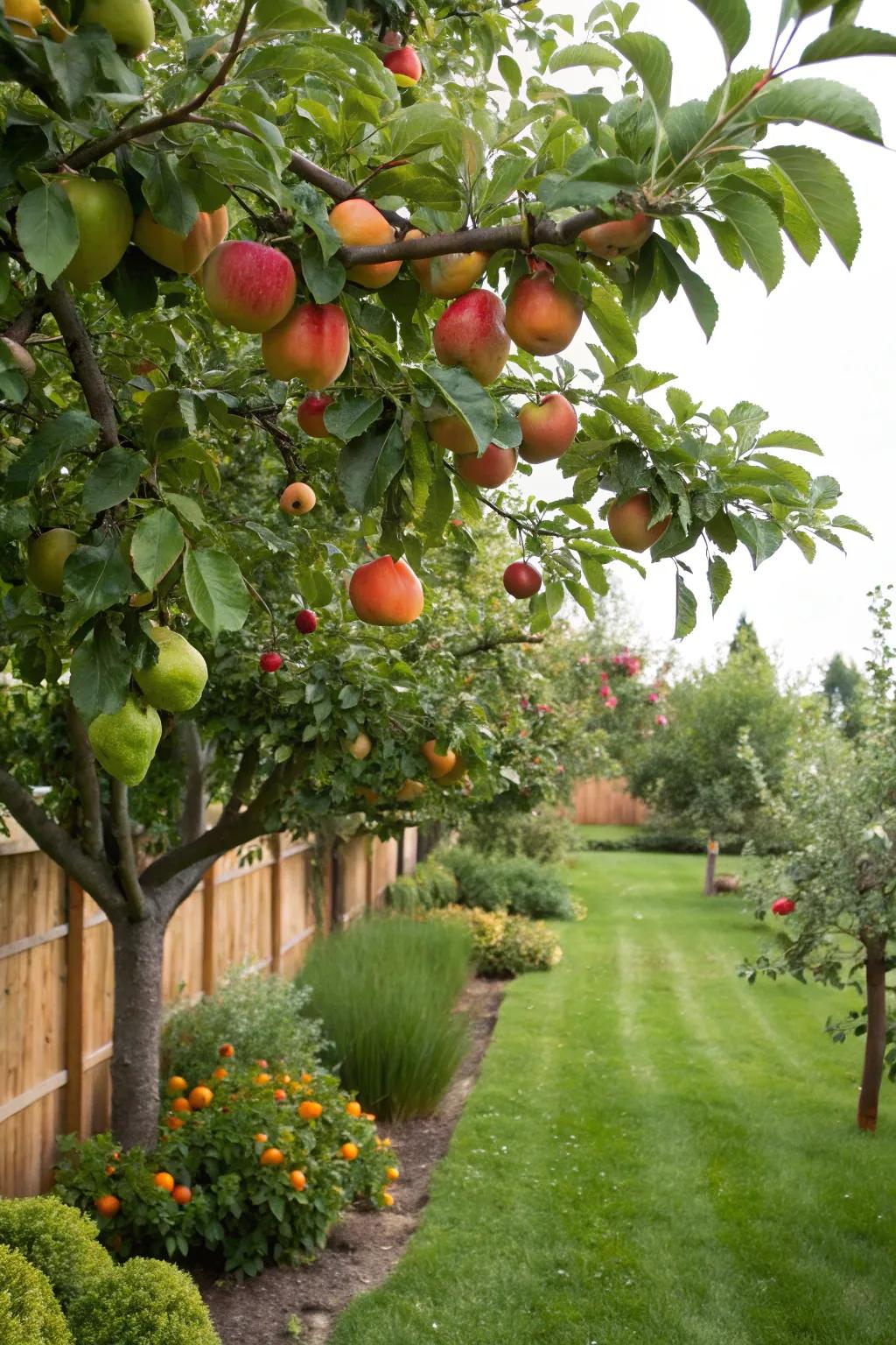 Fruit trees offer a large harvest in the garden.