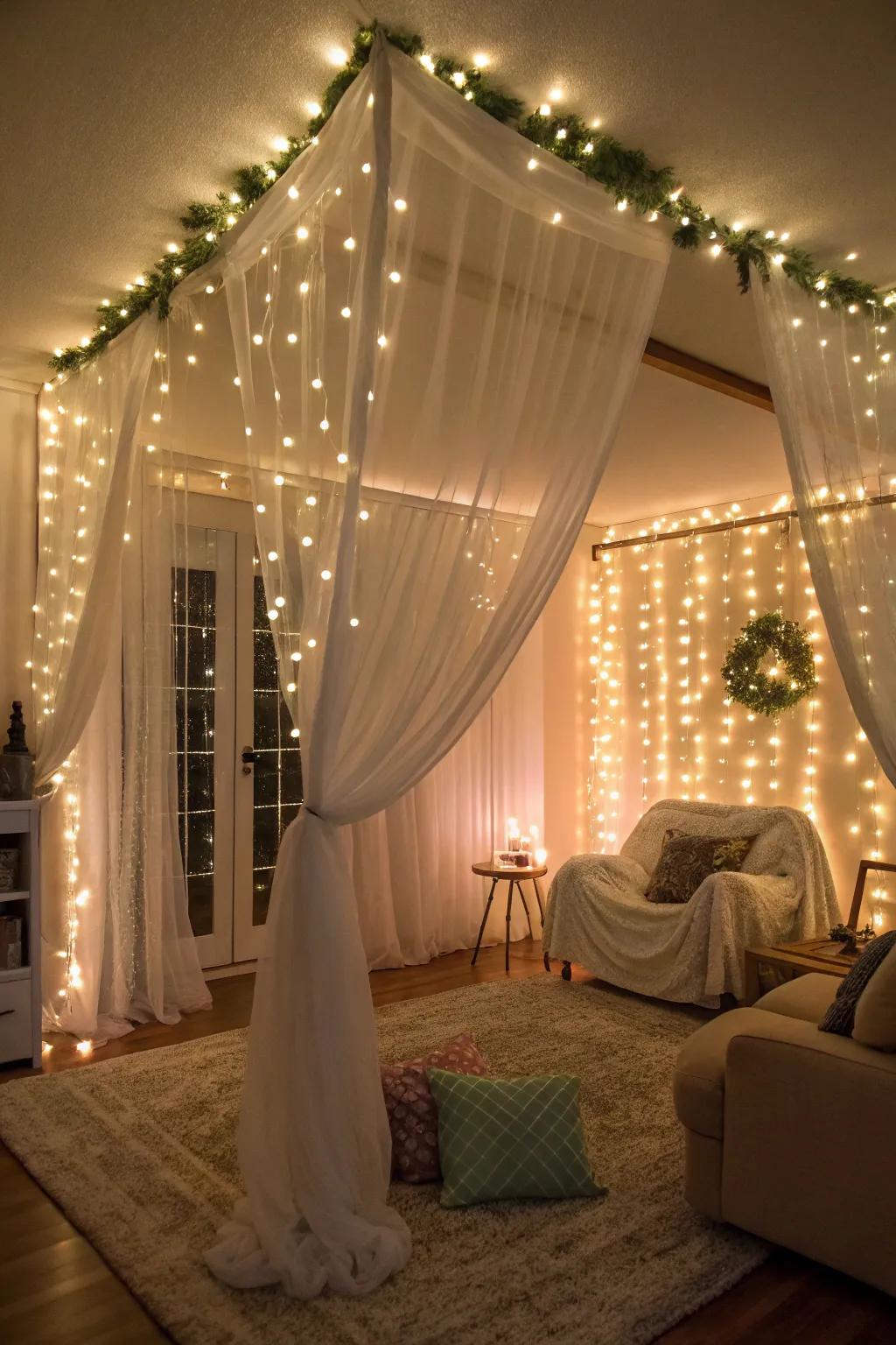 Twinkle lights add a magical and enchanting glow to the celebration.