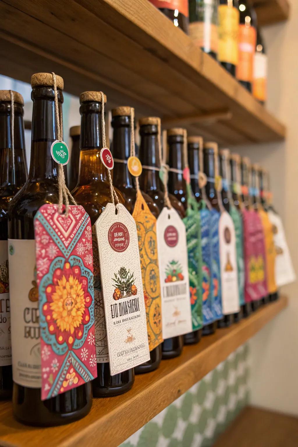 Keep your bar organized with decorative bottle tags.