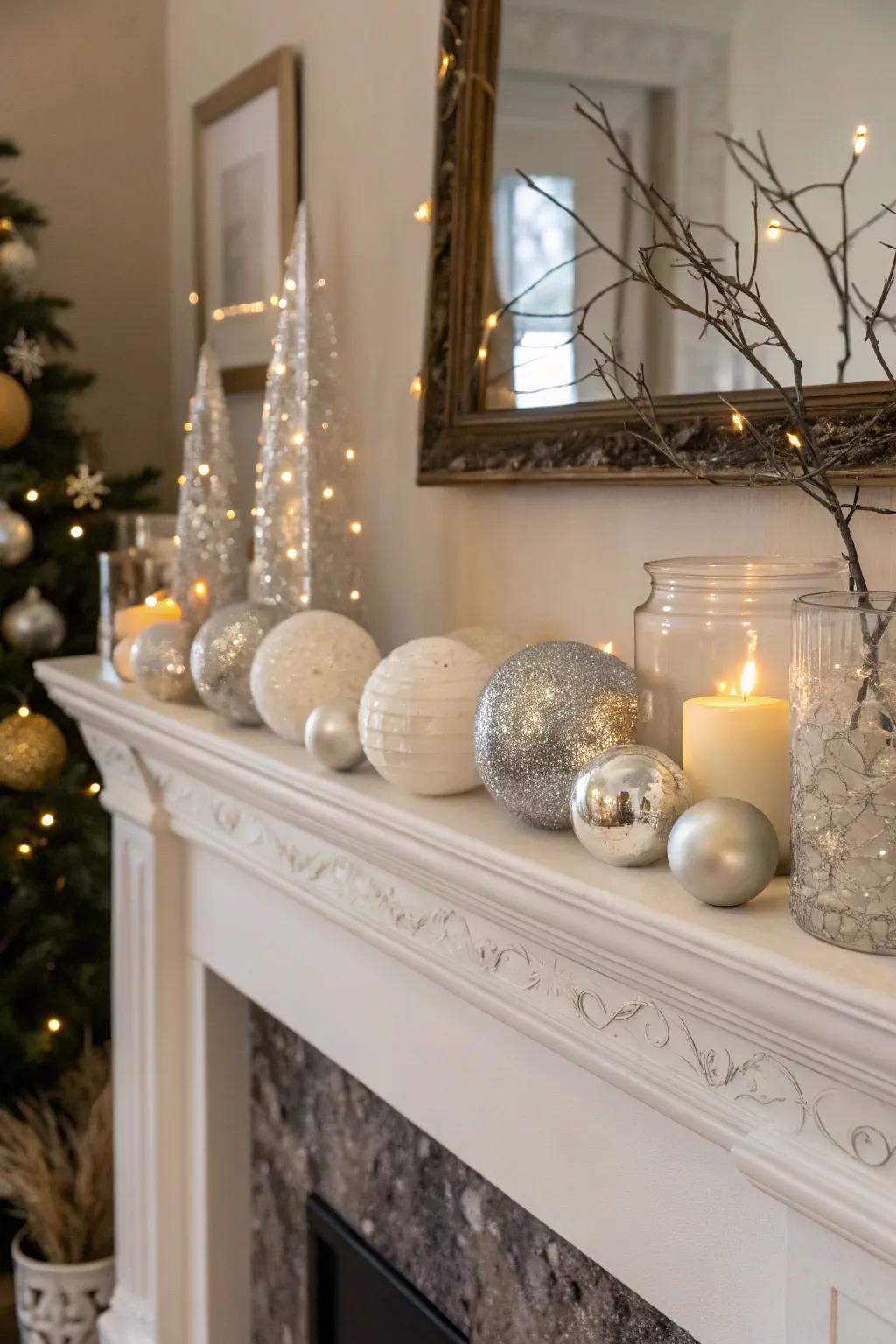 Change your mantel through elegant displays with crystal balls.