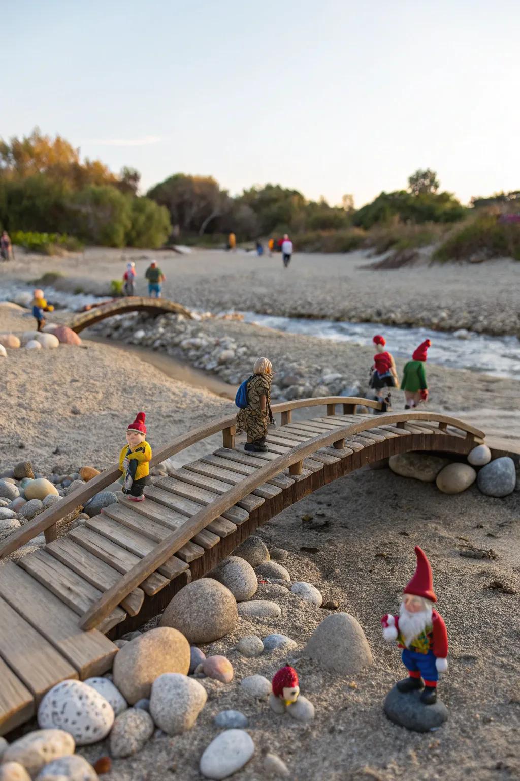 A captivating gnome passage crossing adds breadth to the garden.