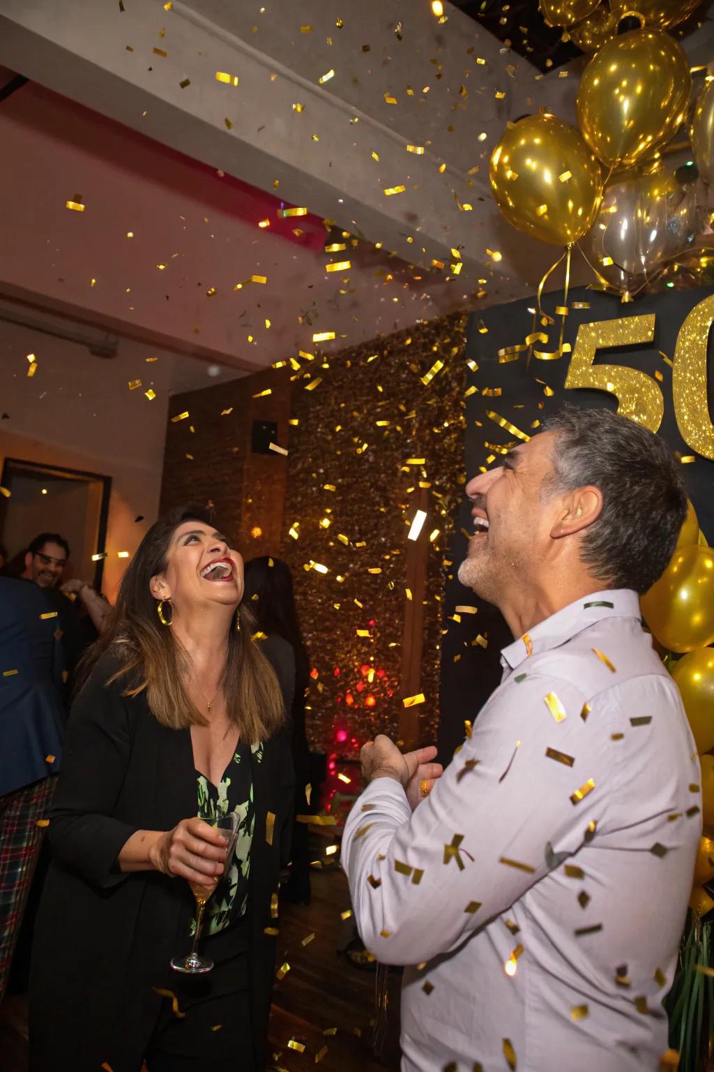 A shower of gilded confetti fashions a magical conclusion to the celebration.