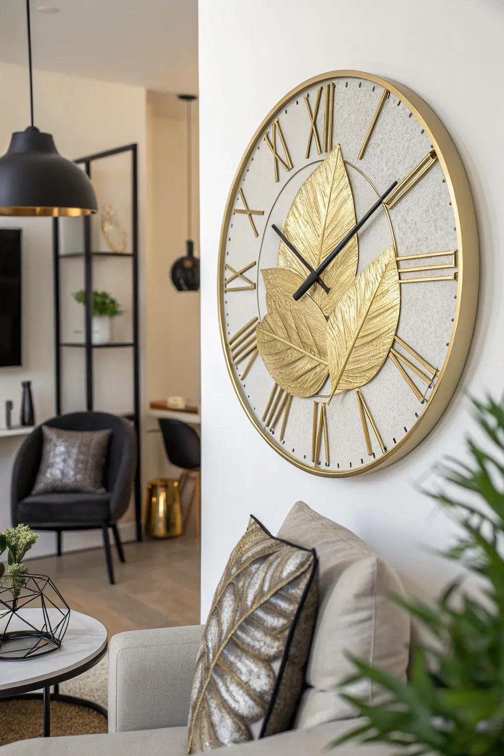 Make time memorable with a gilded clock face.