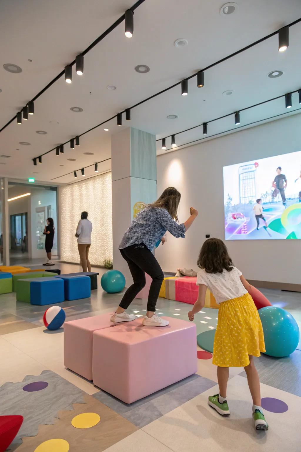 The décor is made more playful by the interactive art installation.
