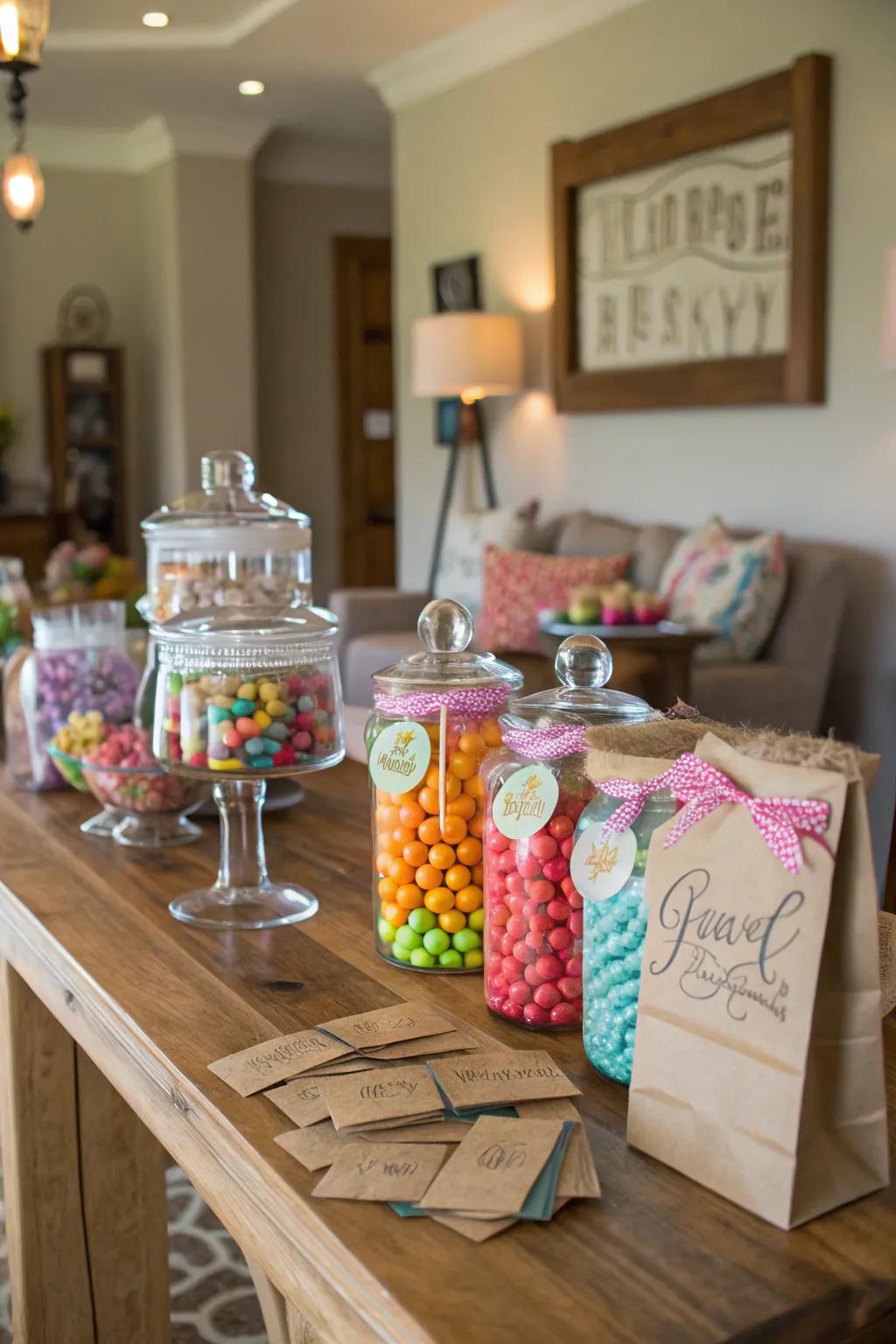 Individualized credentials render your candy station distinctively memorable.