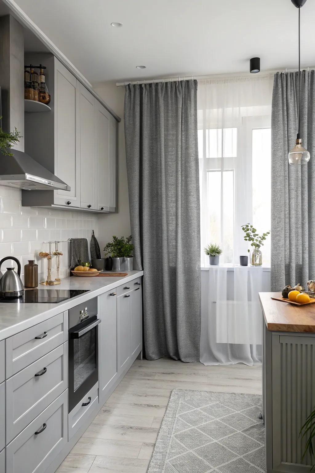 Monochrome wonder with shades of gray for a cohesive kitchen appearance.