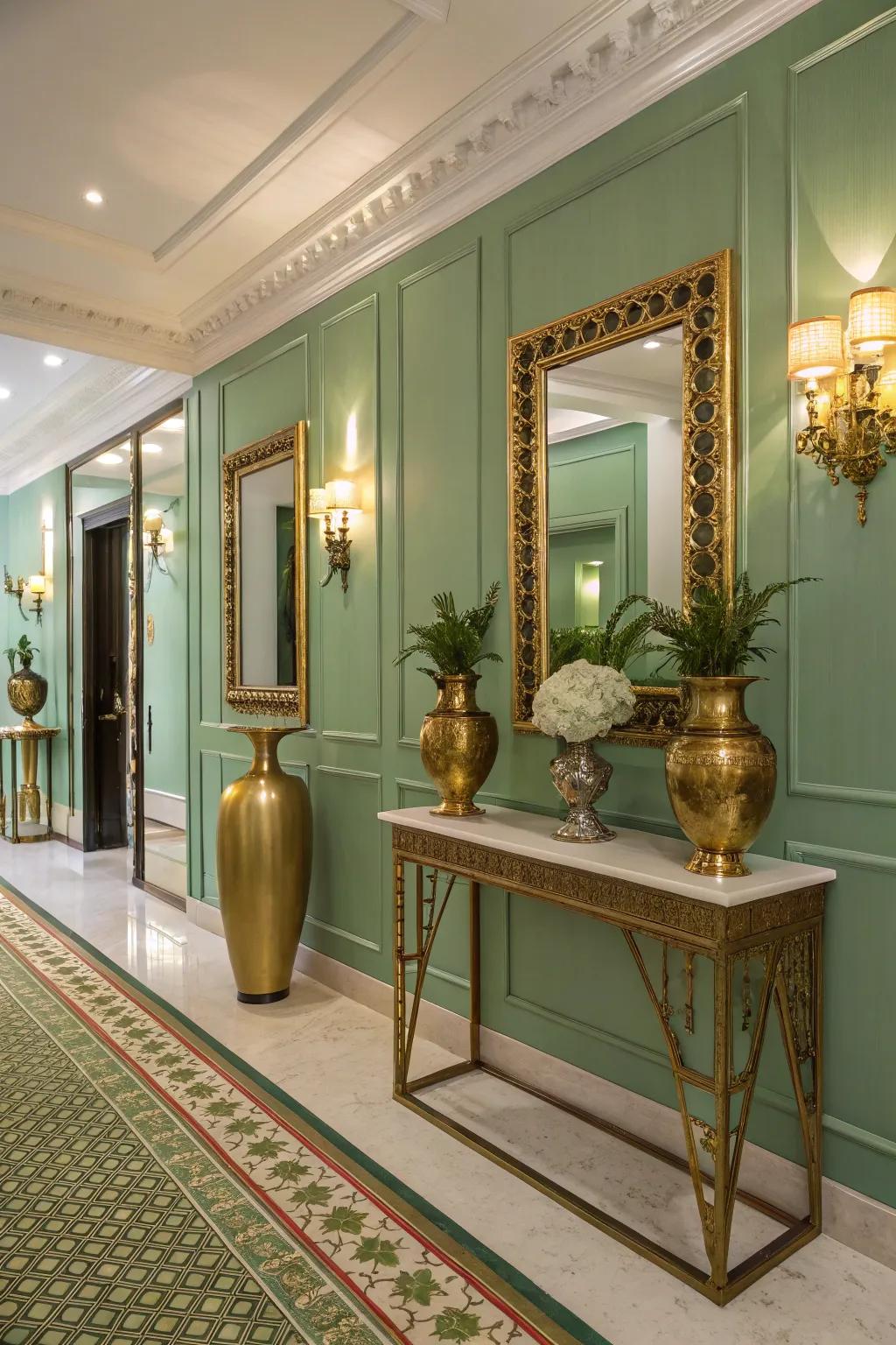 Green and metallic details creating a captivating effect.