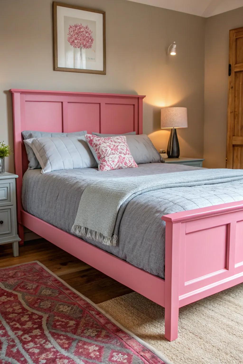 A rose bed build works as an audacious centerpiece inside the sleeping quarters.