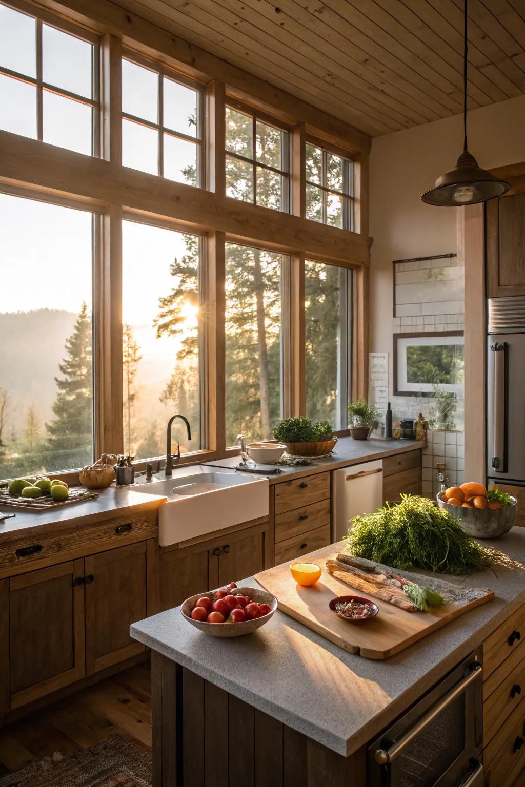 Bright kitchen filled with natural light