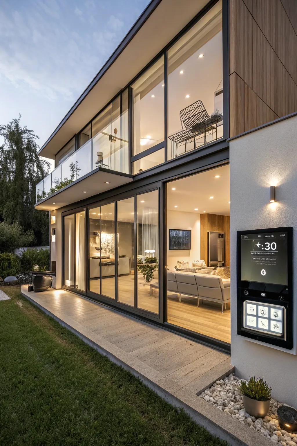 A modern guest house with smart technology for convenience.