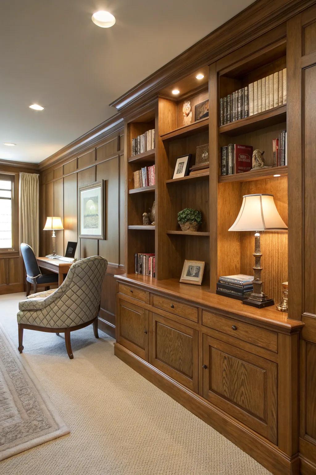 Maximize functionality through integrated shelving.