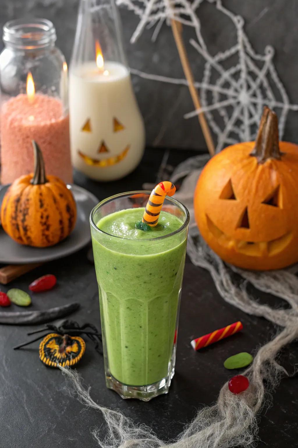 Ghastly emerald drink that's a nutritious Halloween treat.