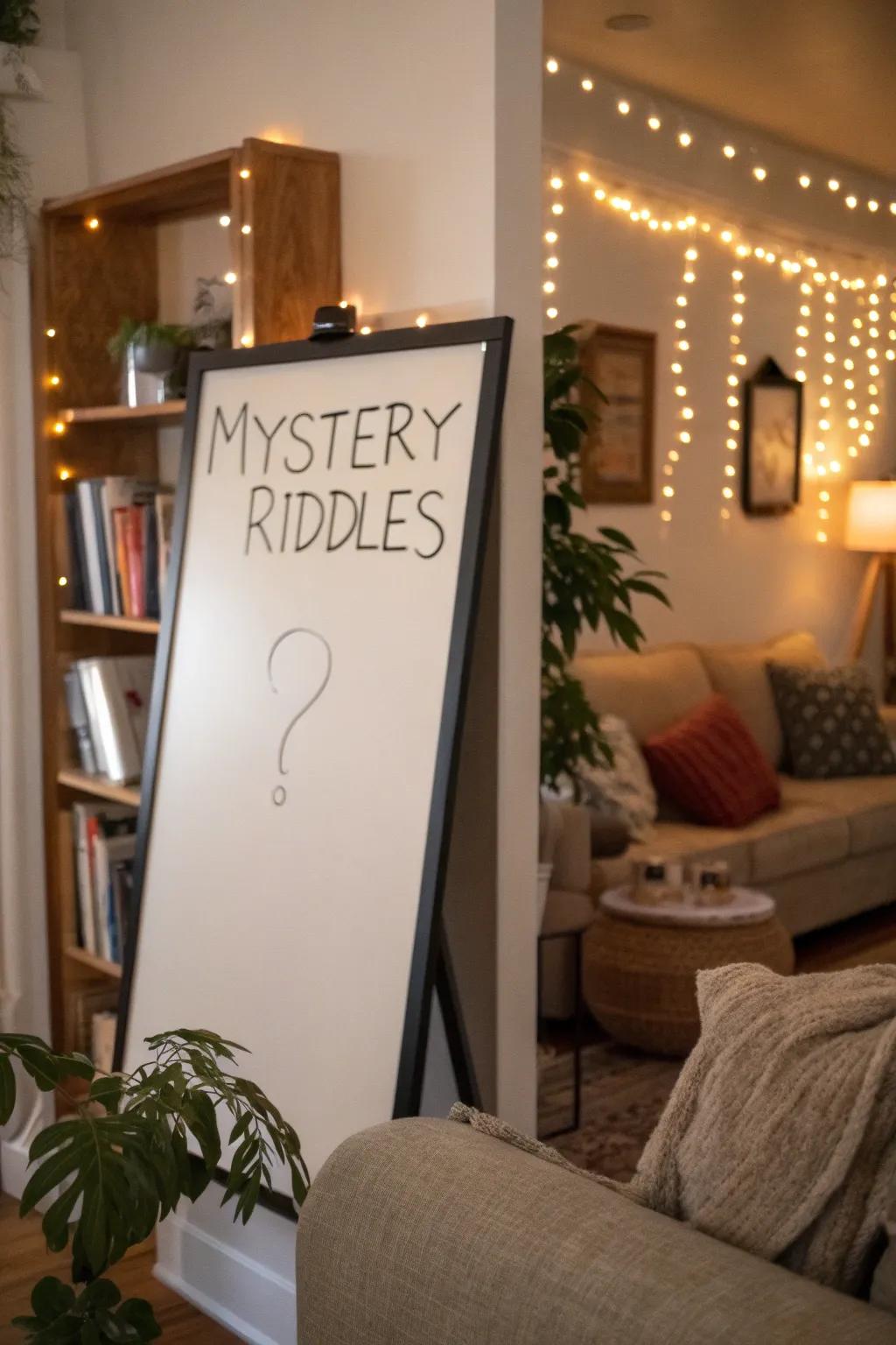 An intriguing cryptic enigma nook featured on a whiteboard.