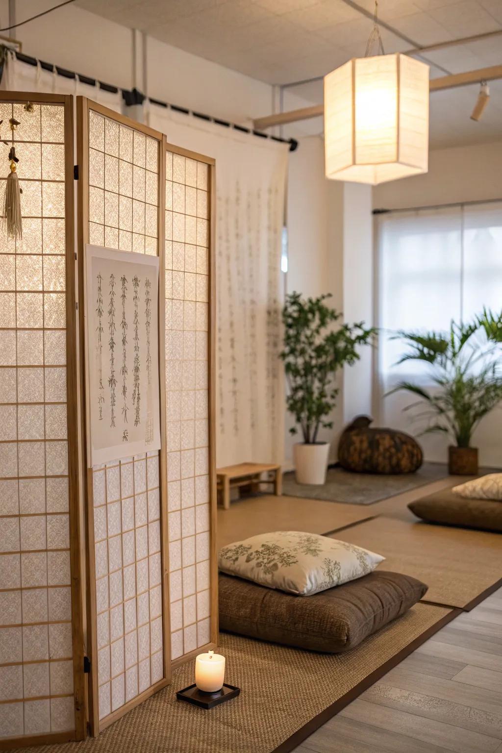 Paper screens bring a serene, Eastern charm.