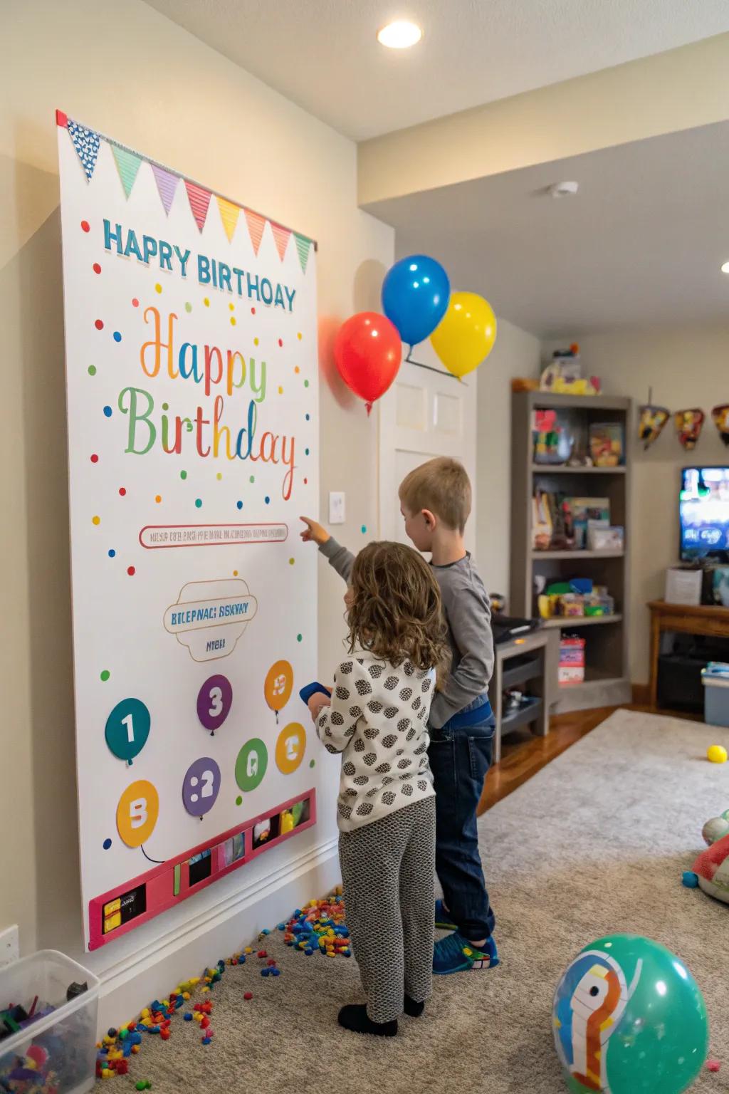 Hands-on additions create engaging birthday display experiences.