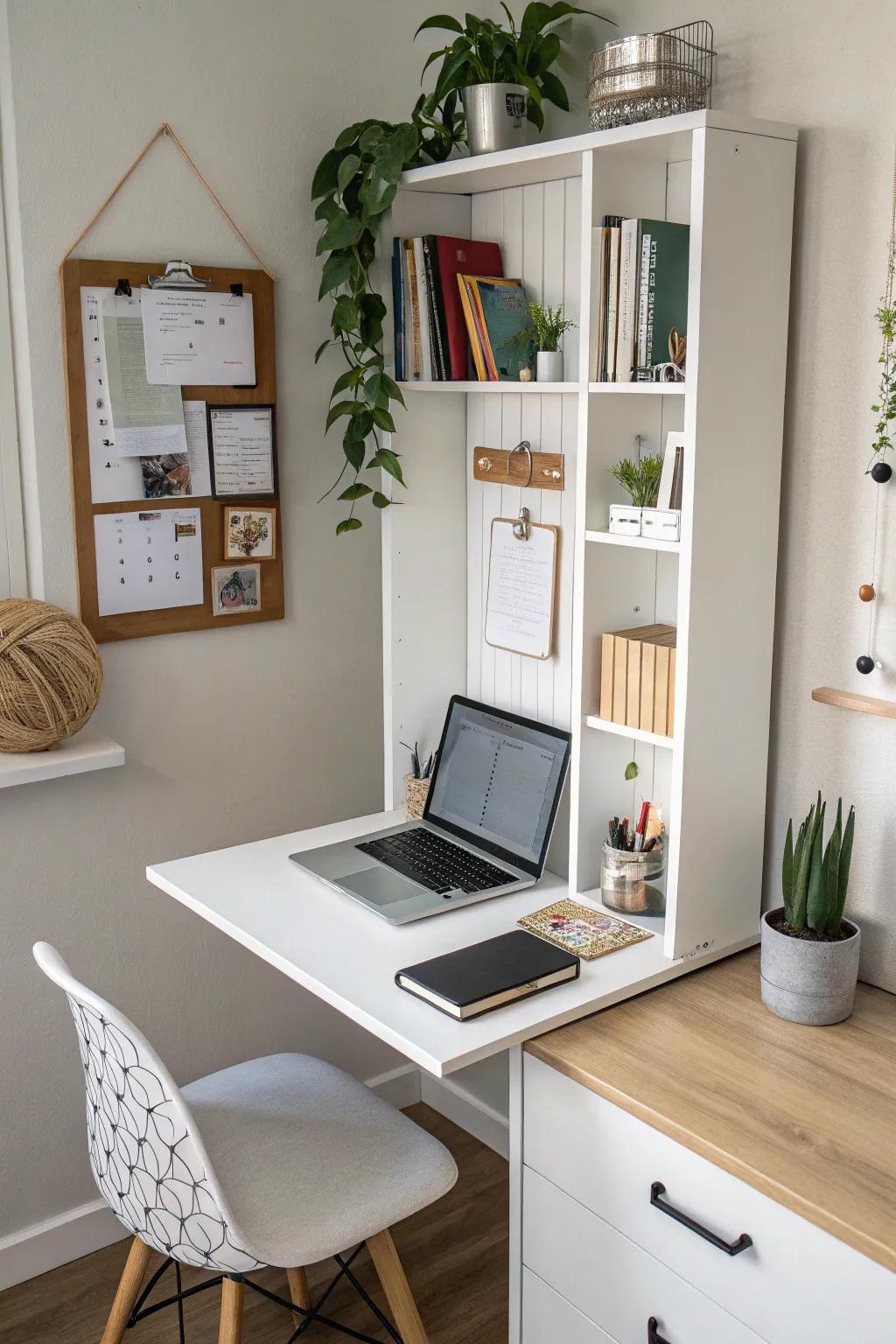 Fold-down desk for versatile workspace solutions