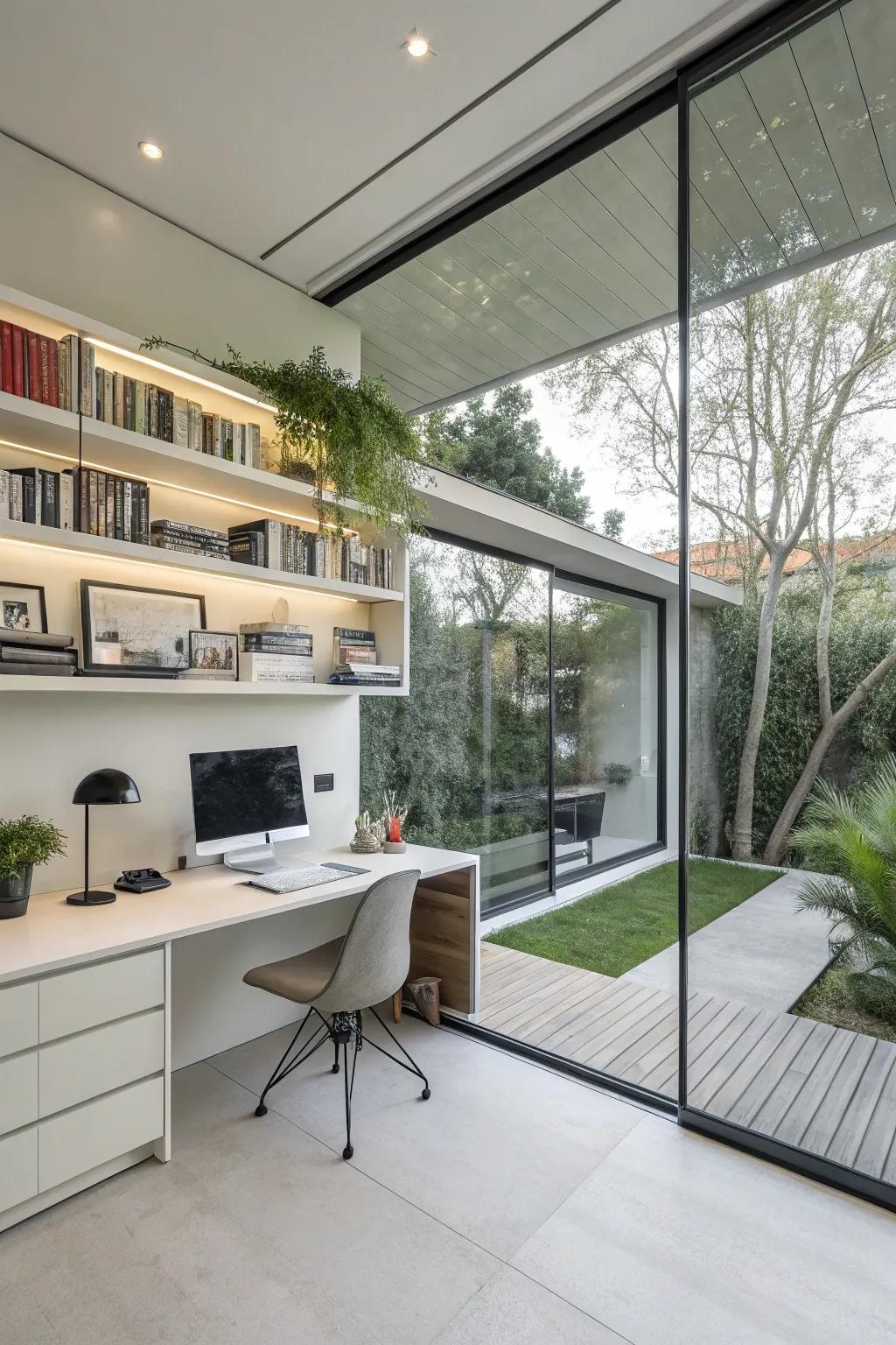 A chic and see-through workspace for output.