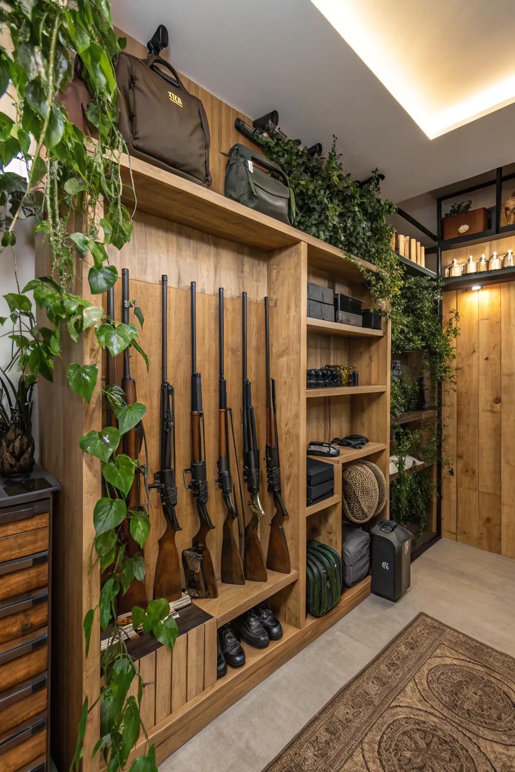 A peaceful ambiance is created by nature-inspired aspects.