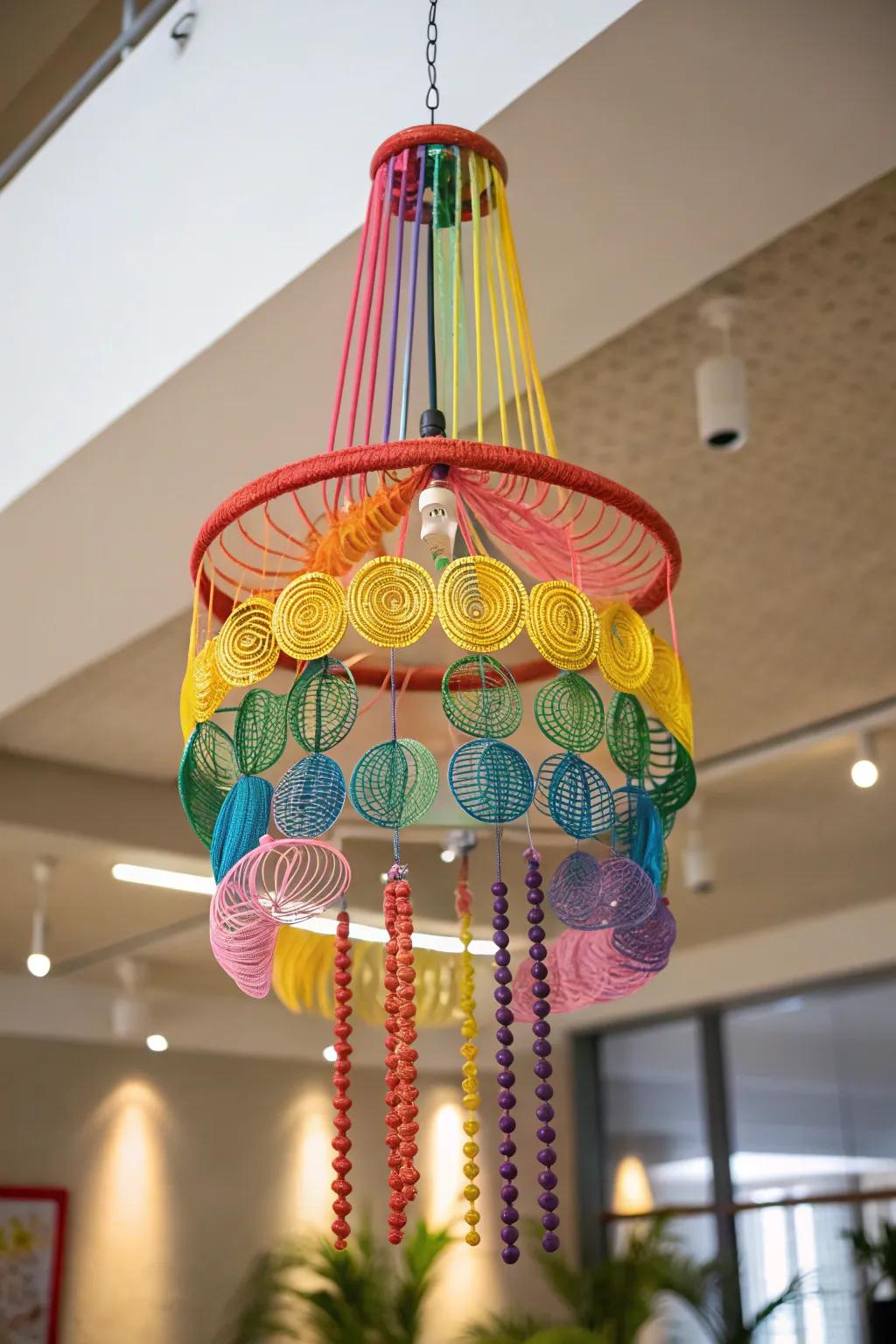 A Spring Toy chandelier contributes dynamic movement to any room.