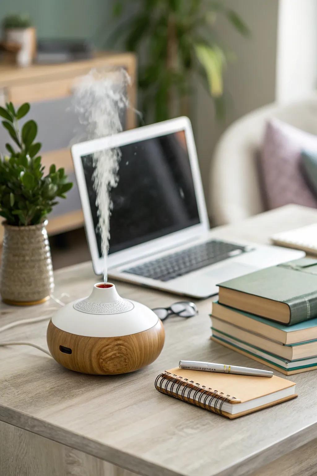 A tranquil study area encourages focus and relaxation.