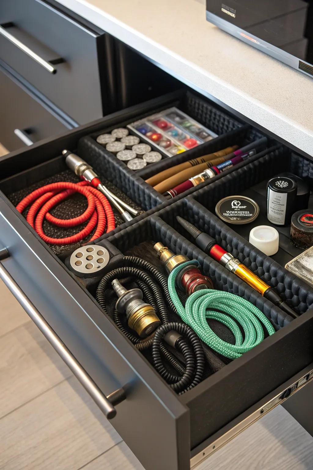 Drawer inserts that can be modified ensure more effective storage of supplies.