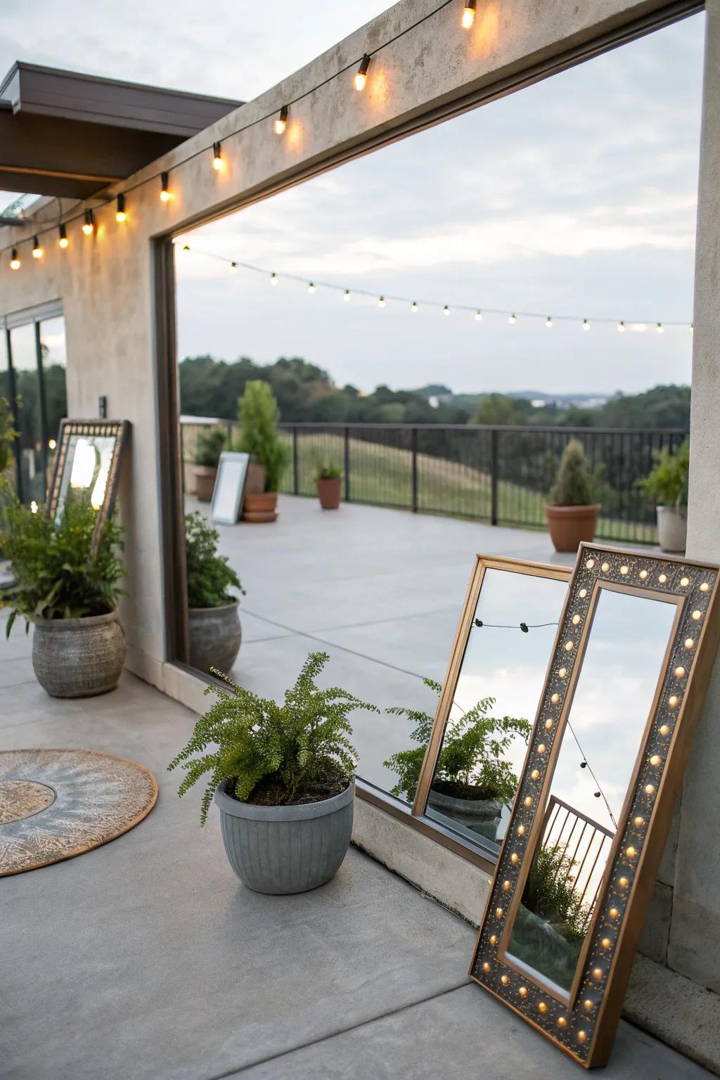 Mirrors, when cleverly placed, can visually expand your patio space.