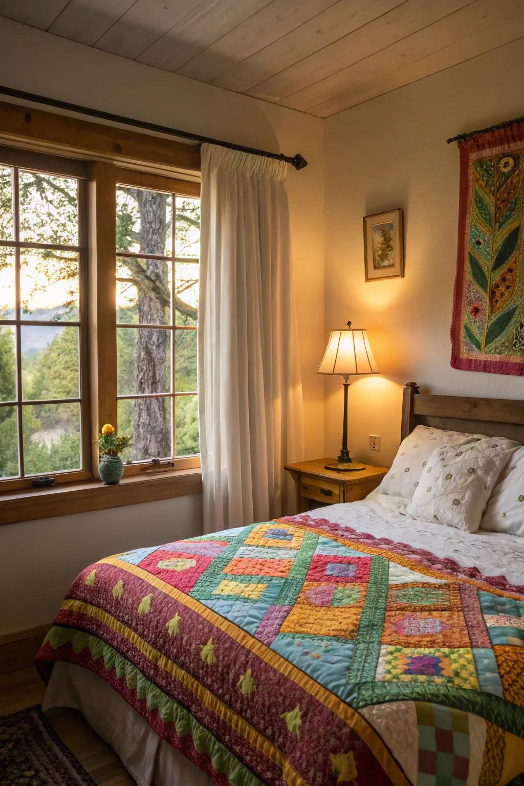 Glass quilts provide warmth and artistic charm.
